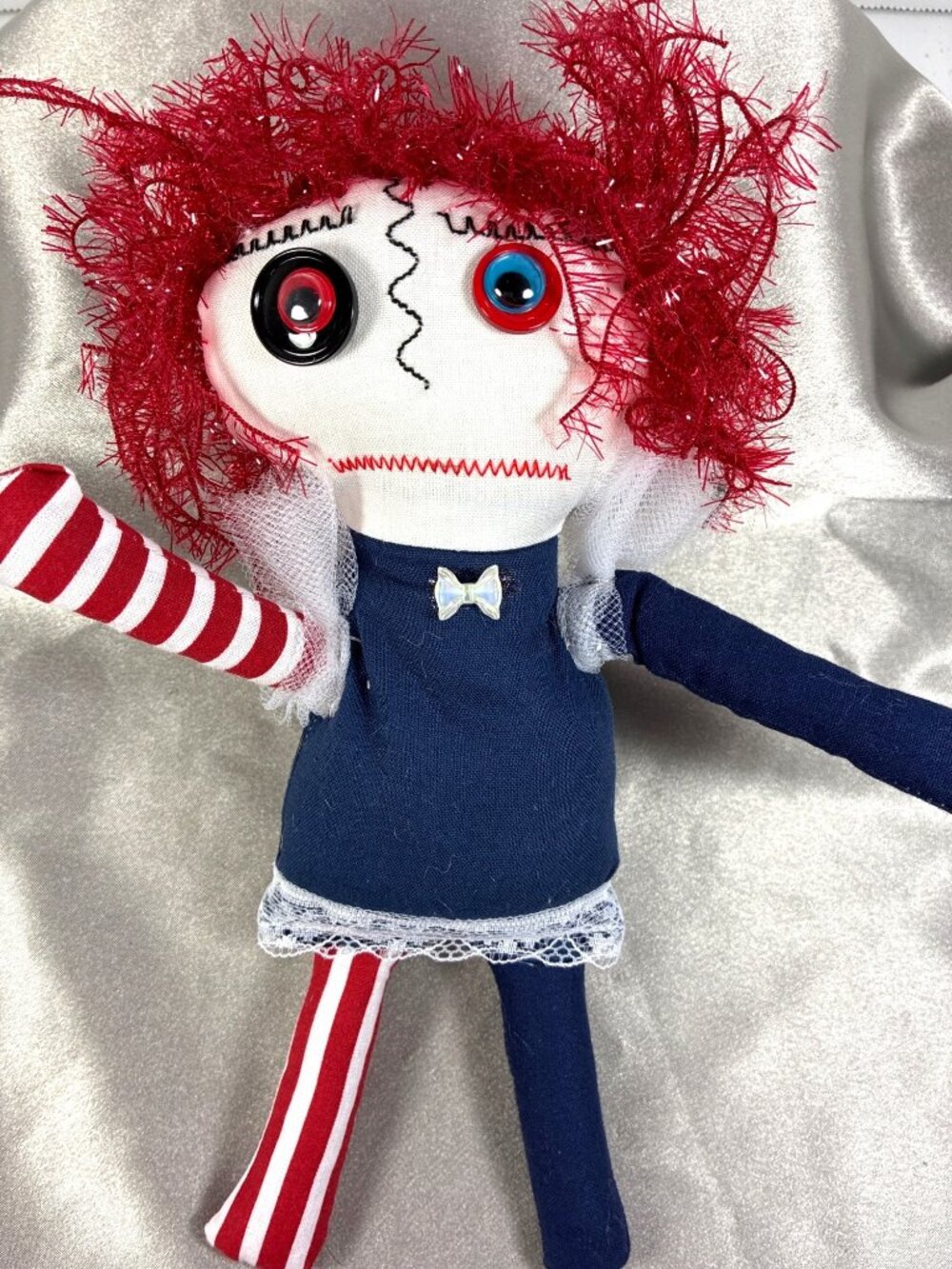 Handmade Primitive Rag Doll Patriotic Americana Folk Art Shirley's Critters 9"